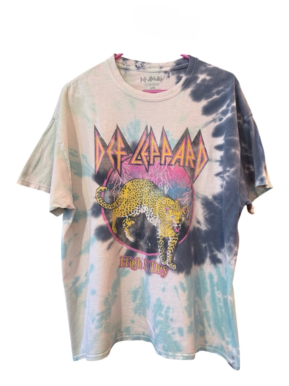 Official Def Leppard High ‘N’ Dry Band Tee Large Tie Dye Graphic T-Shirt